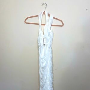 Ruched Off-shoulder White Dress